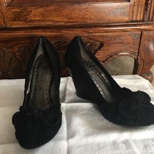 Black Velvet Wedges
